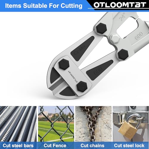 OTLOOMTBT 24 In Heavy Duty Bolt Cutter - Industrial Chromium Molybdenum Steel Ergonomic Design, Effortless Cutting for Locks, Chains, Fences & Rebars | Long Lifespan for Construction, Locksmiths & DIY