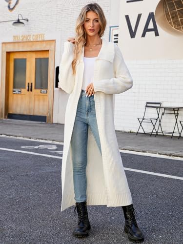Les umes Womens Long Cardigan Sweaters Open Front Lapel Knit Sweater Long Sleeve Maxi Outwear Coat2