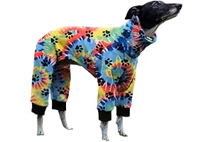 CNKWEI Dog Pajamas Medium Large Dog Paw Printed Greyhound Pajamas Jumpsuit Bodysuit