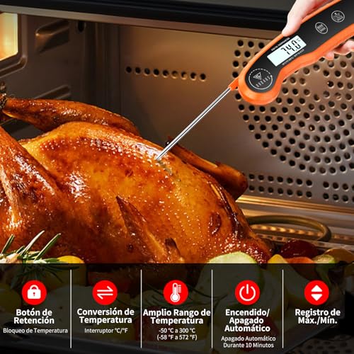 DOQAUS Termómetro Cocina mit pantalla retroiluminada (Naranja) - Imagen 6