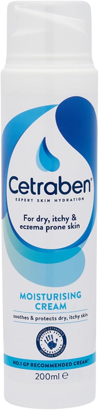 Moisturising Cream, For Dry, Itchy, Sensitive & Eczema-Prone Skin, Soothe, Moisturise, Hydrate, & Protect, Dermatological Moisturiser, Daily Use on the Body, Fragrance Free, 1 x 200ml