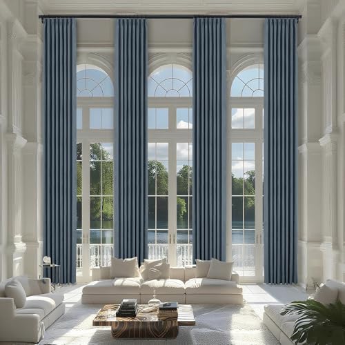 Fcosie Chenille Extra Long Blackout Curtains / 10-24ft Length Custom