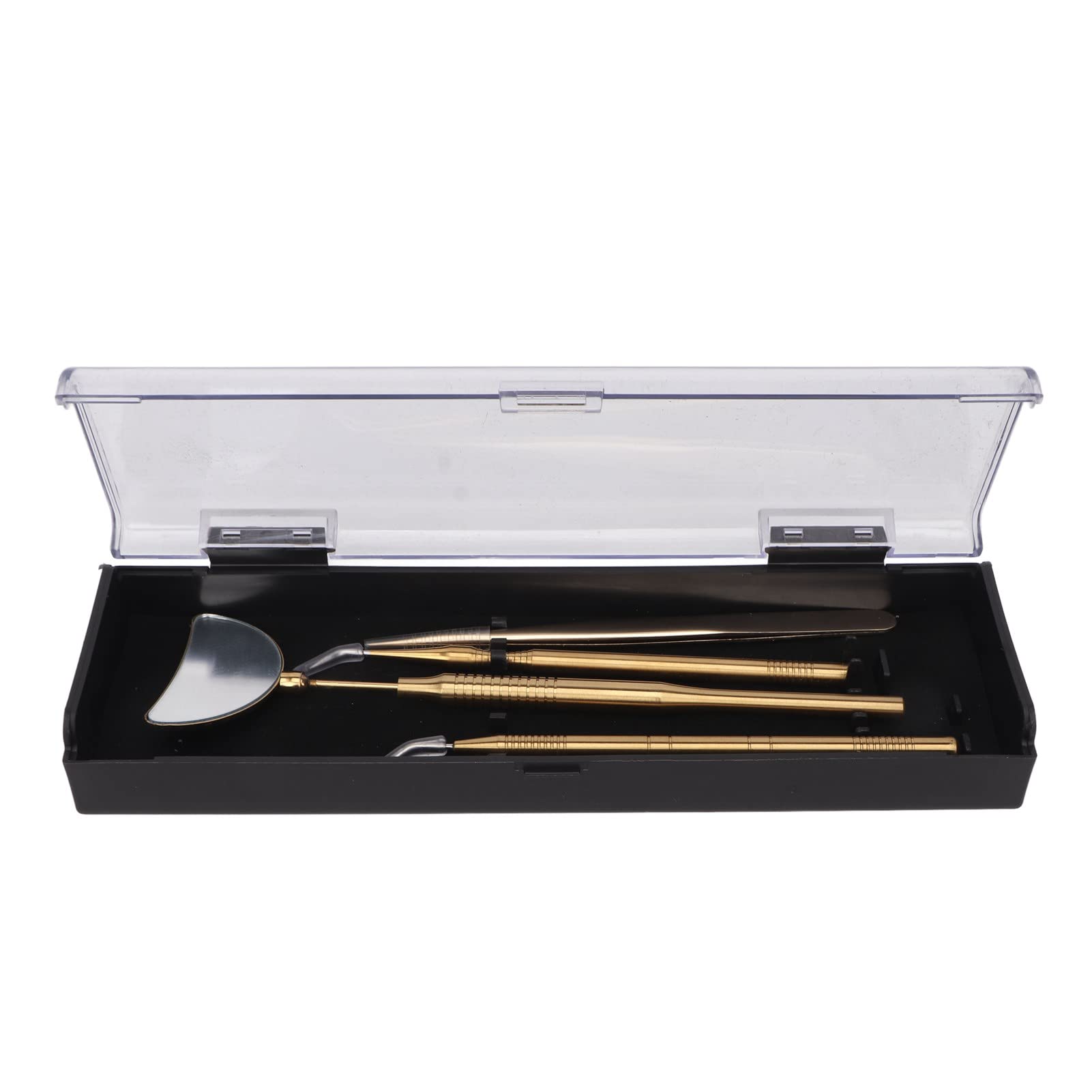 Kit d'outils extensions de cils avec pinces et miroir rotatif en acier inoxydable coloris or
