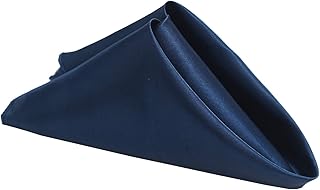 mds Pack of 100 Wedding Satin 12"X 12" Square Dinner Napkin or Handkerchief for Wedding Banquet Decoration - Navy Blue