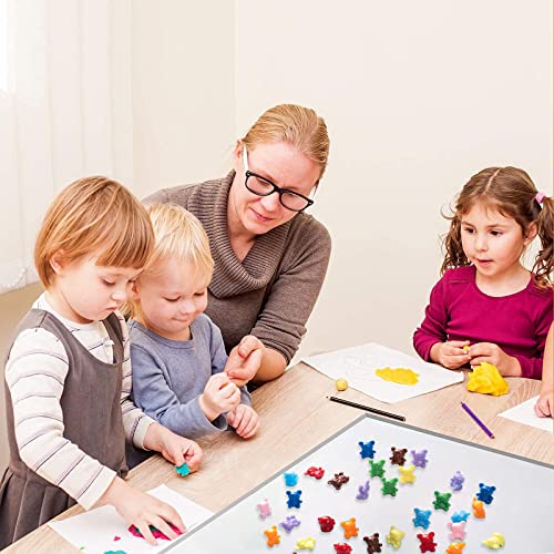 Image of XINHUIDALSQ 90 Pieces Colored Counting Bears 0.62 Inch Rainbow Counting Bears Set 9 Colors Mini Plastic Bear Math Manipulatives for Toddlers Suitable for Ages 3+ Kids