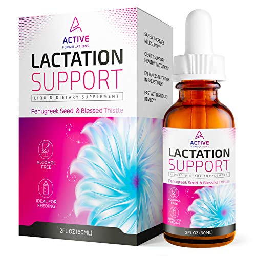 Lactation Supplement Breastfeeding Support Liquid - Breast Milk Supply Increase for Mothers, Organic Drops of Fenugreek Blessed Thistle Goats Rue Herb, 100% Natural 2X Absorption No Alcohol or Sugar