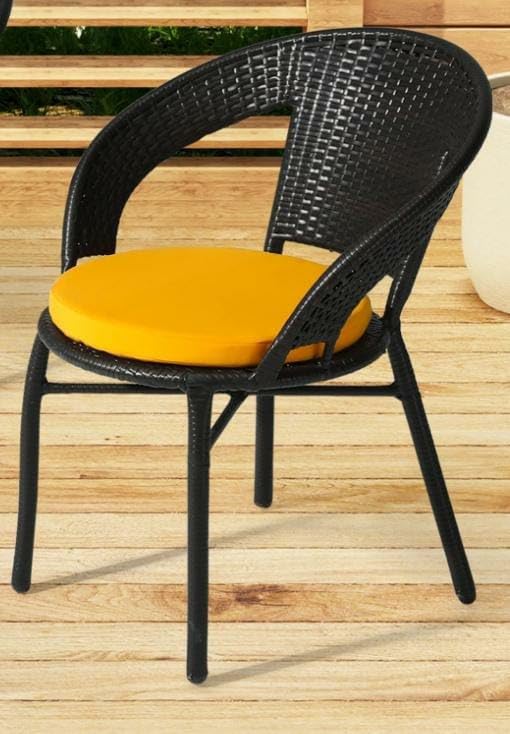 Image of PRATHAM India 2+1 Outdoor Indoor Patio Set Bistro Set Rattan Set Lawn Balcony Hall Outdoor Garden Chair Table Set (Black & Yellow)