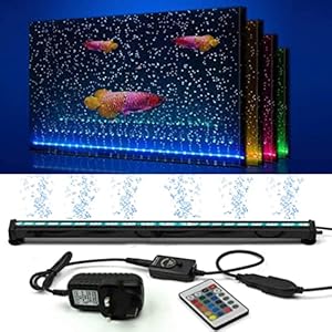 NEWNEN Luce per acquario impermeabile con telecomando 5050 LED che cambia colore, luci a bolle d’aria con controller a 24 tasti, per acquari d’acqua dolce e salata, 30 cm