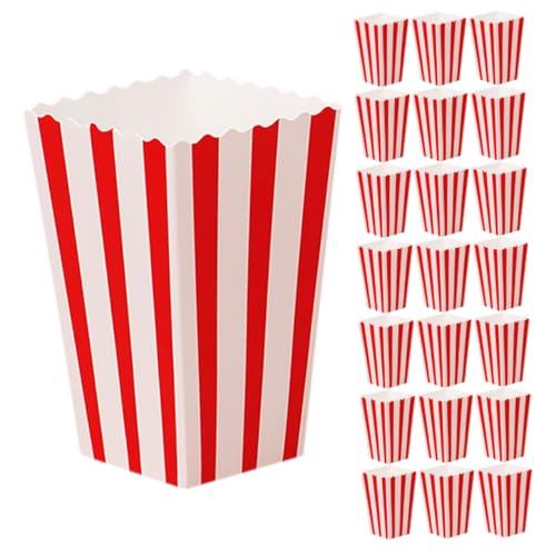 Healifty 60pcs Red and White Striped Snack Boxes and Parties Popcorn Containers for Events Bulk Packaging for Concessions