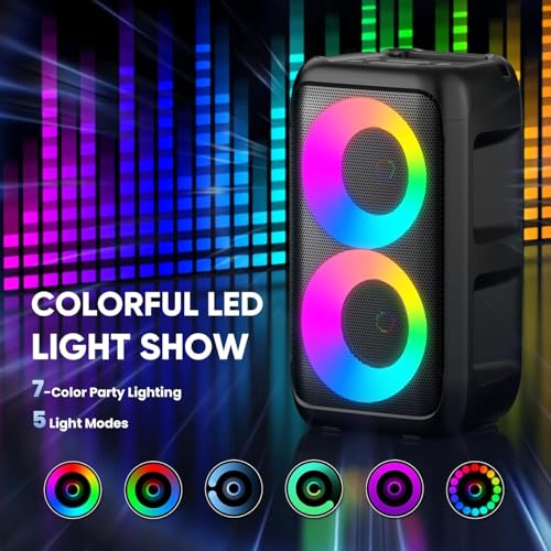 Image of Karaoke Machine for Adults Kids, Portable Bluetooth Speaker with 3 Wireless Microphones, TWS Mode & LED Light, 10H Battery PA System, Home Party Outdoor Camping Birthday Gifts (3 Mics)