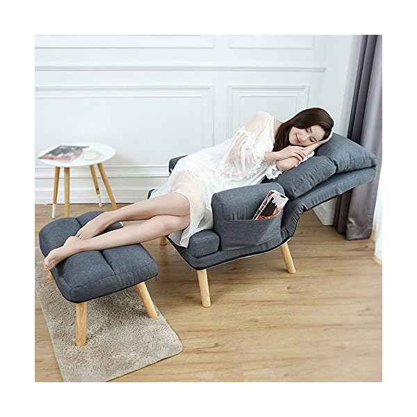Sofa Chair Modern Upholstered Wooden Lounge Chair Arm Chair With Ottoman Modern Comfy Furniture For Living Room,Bedroom,Club,Office Multi-color Optional Living Room Bedroom Study Balcony Armchair - Image 6