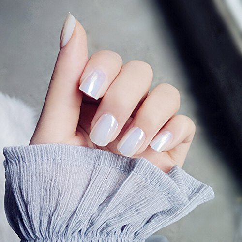 Yean Bridal False Nails Bright Mirror Plated Vintage Press on Nail Short Full Cover Fake Nail Tips Nail strips with Glue and Adhesive Tab for women and girls