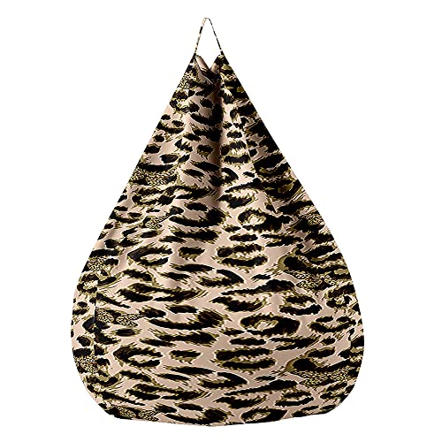 Fasbuy Estampado de Leopardo Puff, 3D Puff Gigante sin Relleno con Asa, Salon Bean Bag para Almacenaje, Puf Sofa para Adultos Niños Exteriores Interiores (Negro,M)
