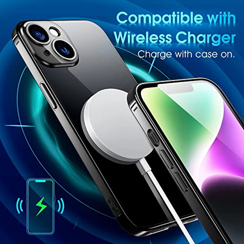 Image of VONZEE TPU Compatible With Iphone 14 Plus Case 6.7 Inch, Luxury Electroplated Soft Edge Bumper Case, Full Camera Protection & Reinforced Corners Shockproof Case Cover|Transparent|Black