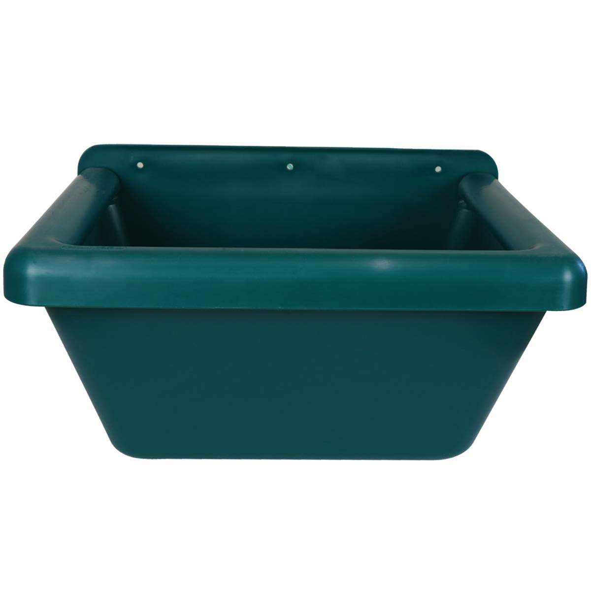 Tosoni, Rechteckige Futterkrippe, Ideal für Pferde, Einfassung in Kunststofffuttersparer. Aus Polyethylen, Entleerungskappe, Fassungsvermögen 25 Liter, für Stall und Pferdebox, Erhältlich in Grün