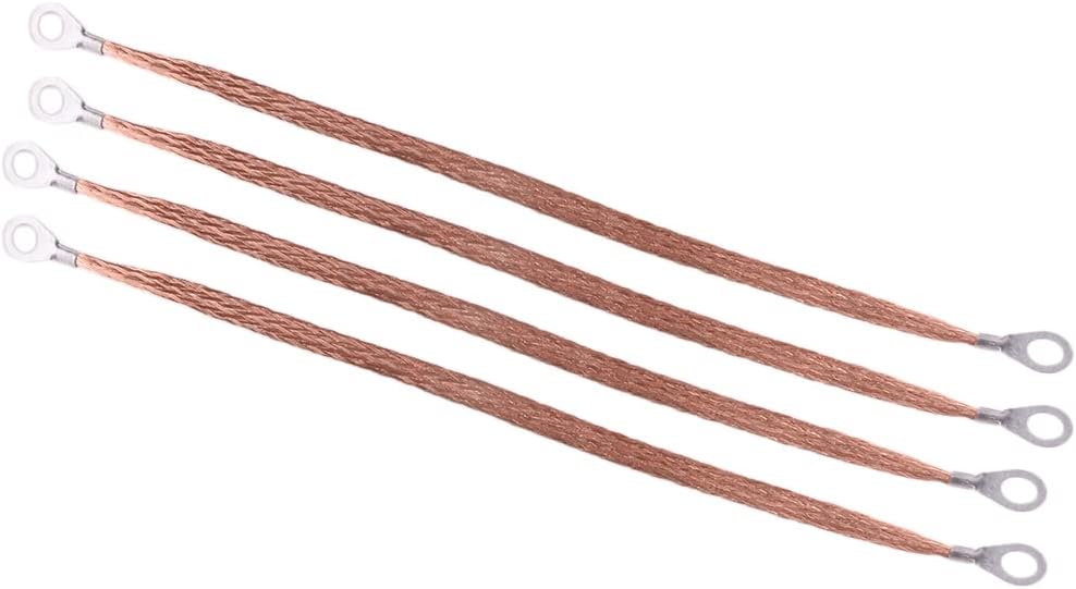 4Pcs 11.4" Copper Engine Ground Bonding Strap Cable for Car Truck Firewall Engine Body Frame
