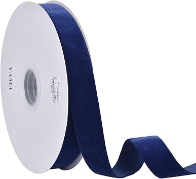 YAMA Navy Blue Velvet Ribbon 1 Inch 15 Yards