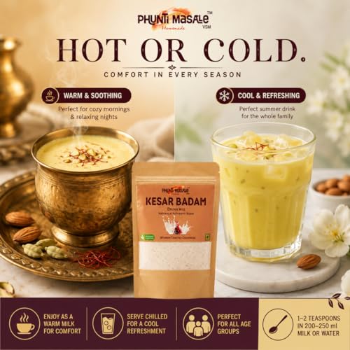 Image of Kesar Badam Drink Mix 250g | Saffron Almond Beverage Powder for Homemade Drink Preparation | Kitchen Drink Mix for Daily Beverage Recipes