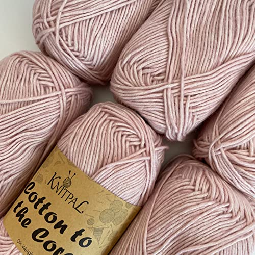 Cotton to the Core Knit & Crochet Yarn, Soft for Babies 6 skeins, 780 metres/300 Grams, DK Light Worsted Gauge 3