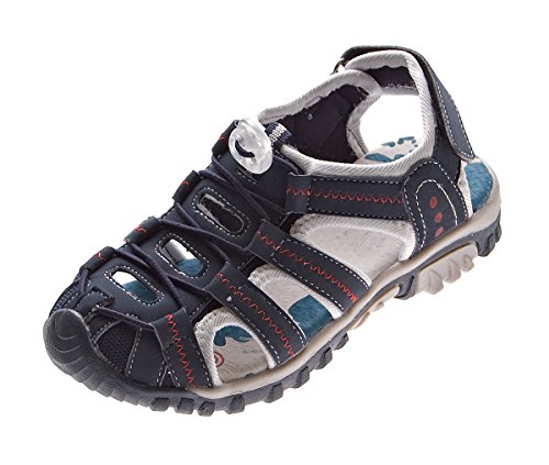 Magnus Kinder Sandalette geschlossen Gummizug Leder Innensohle Schuhe Blau Klettverschluss Gr. 33