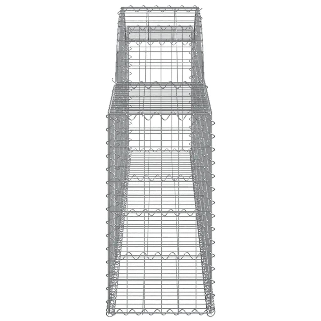 Cestas de gaviones con arco alto, 10 unidades, 300 x 30 x 60/80 cm, hierro galvanizado para barreras de jardín y protección visual, pared de gaviones duradera de alambre resistente como