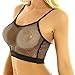 KKmeter Women's Mesh Bralette Crop Top Strap See Through Sexy Tank Top Vest Party Clubwear (Black, Large)