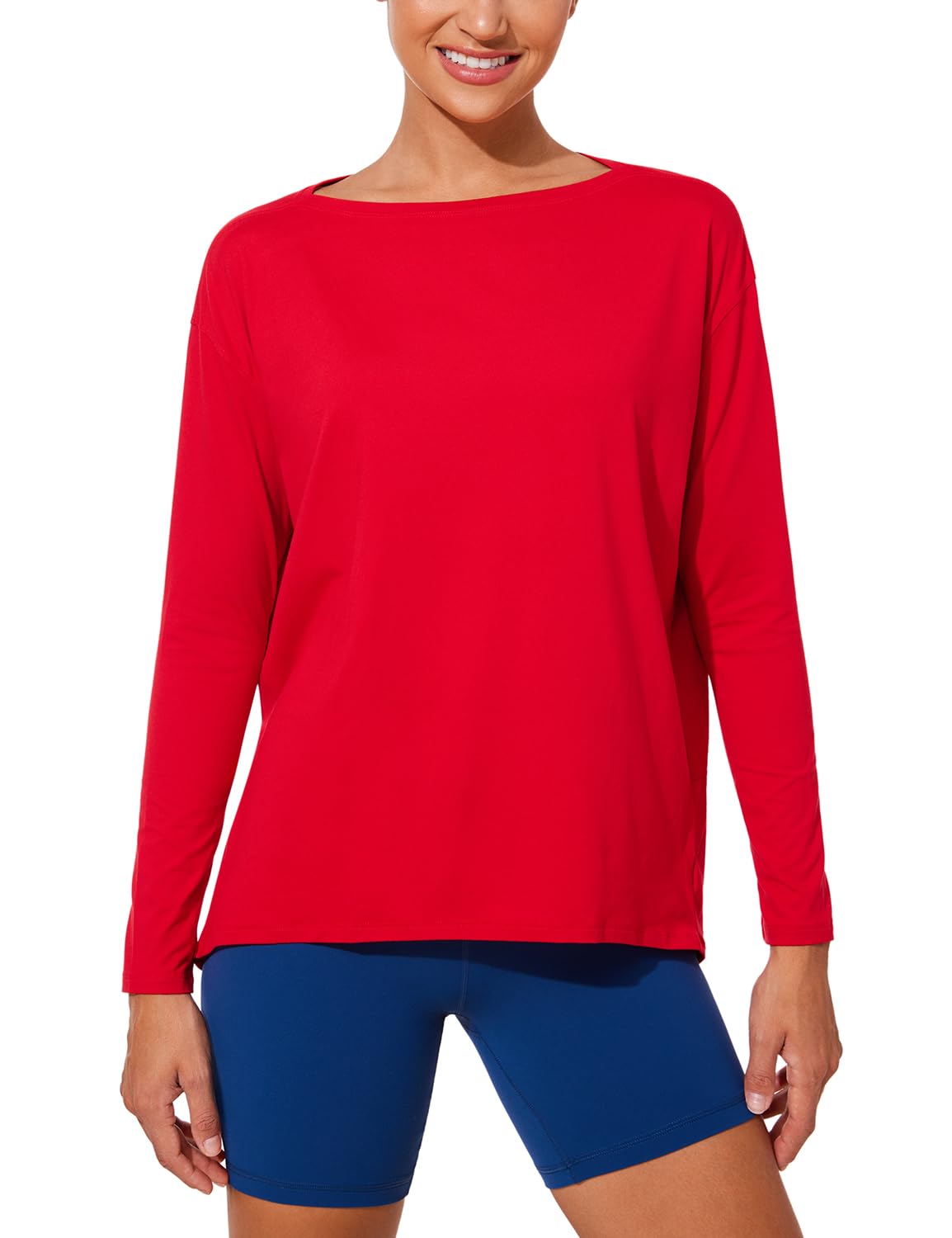 CRZ YOGAWomens UPF 50+ Lightweight Long Sleeve Workout Shirts Sun Protection Loose Quick Dry Hiking Tops Outdoor Fishing