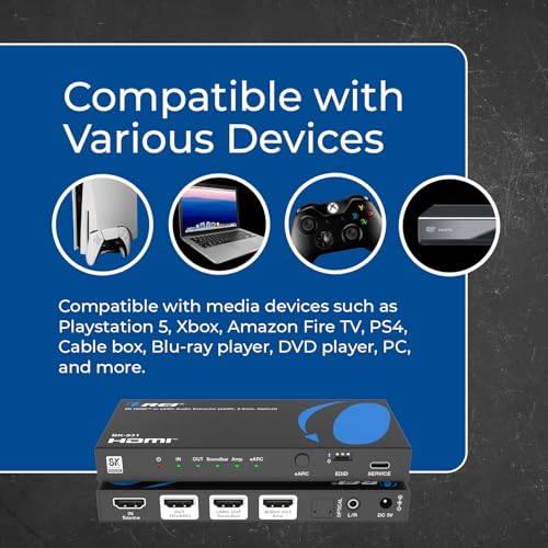 Image of Orei 4K 120Hz eARC HDMI Audio Extractor, ARC Soundbar Converter, HDCP 2.3 - Dolby Atmos, HDR10+, Dolby Vision, Dolby Digital /DTS Passthrough for Sonos Bose Speakers, Optical & 3.5mm