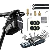 fahrrad werkzeug satteltasche ❤️ 【Notfall Reifen Reparatur Satz】 Mit 2 x Reifenlöffeln, 6 x leimlosem Reifenpad und 1 x Metallfeile können Sie den Reifen leicht reparieren, wenn er versehentlich gebrochen ist.