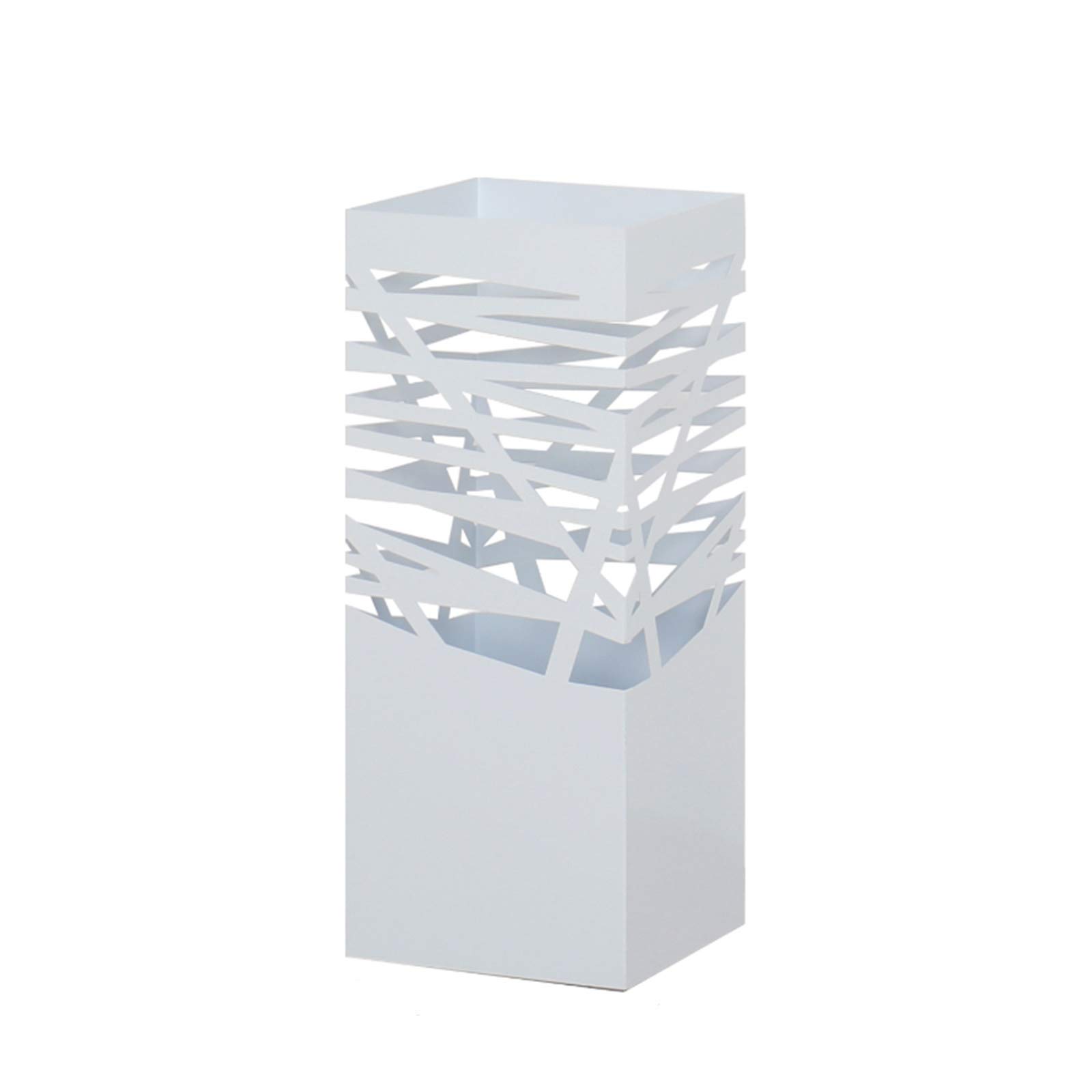 DUANHOZ Umbrella Stand Square Wrought Iron, Hollowout Barrel, Umbrella Barrel, Storing 17 Umbrellas, 20x20x49cm (Color : White)