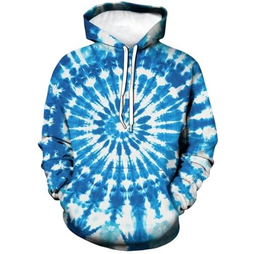 HAN MAN XIU Sudadera con Capucha Estampada con patrón de remolinos teñidos en Color para Hombre y Mujer: Sudadera con Capucha Informal de Ropa Deportiva Urbana.