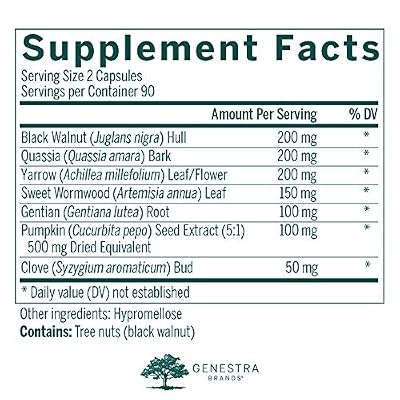 Genestra Brands Black Walnut Capsules | Herbal Formula to Support Digestive Health | 90 Capsules