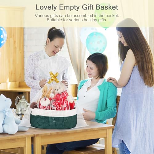 image for BOSROTY Small Woven Basket with Gift Bags and Ribbons, Empty Gift Bask