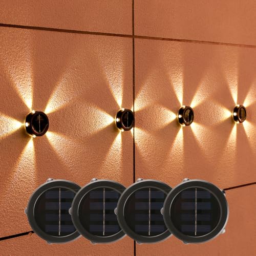 Image of Solar Lights, Ambiance Lights,wall Light, Decorative Light Downlights Dusk to Dawn Solar Wall Light Outdoor IP65 Waterproof for Backyard Walls, Hotels, Staircases,Park Floors 4pcs (5LED-Warm light)
