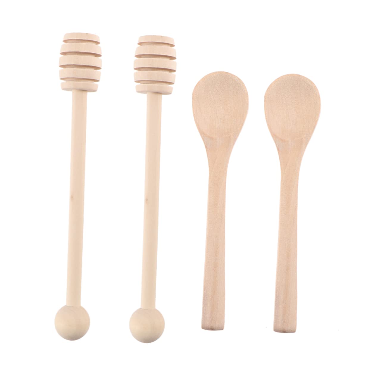 CIYODO Wooden Honey Stirring Sticks 4pcs Honey Mixing Spoon Honey Dipper Sticks Wooden Honey Stick Bamboo re-usable Wooden Honey Spoon