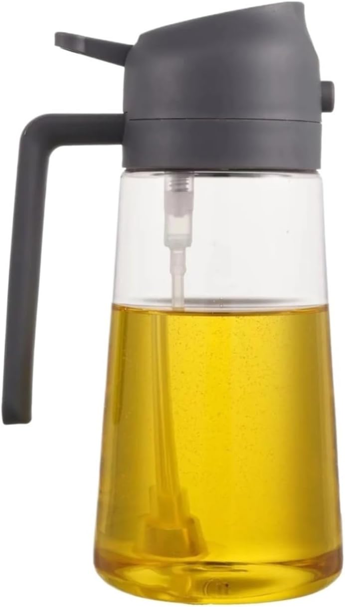 2in1 Glass Oil Spray Kitchen Oils Sprayer BBQ Baking For Air Fryer Salad Steak Supplies(1PCS-Gray)