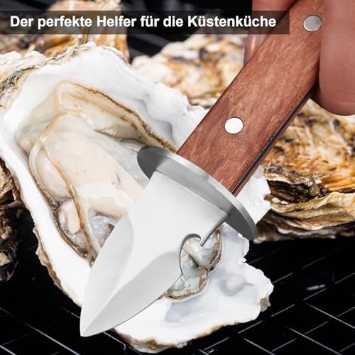 MILLION SOURCE Professionelles Austernmesser mit Flaschenöffner – Rostfreier Edelstahl, Rutschfester Griff für Austern, Muscheln & Bierflaschen