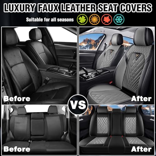Image of Land Cruiser Seat Covers Custom Fit for Toyota Land Cruiser 2000-2026, Waterproof Nappa Leather Car Seat Cover, Comfortable and Anti-Slip Full Set Car Seat Covers(5 Seats /Black Gray)