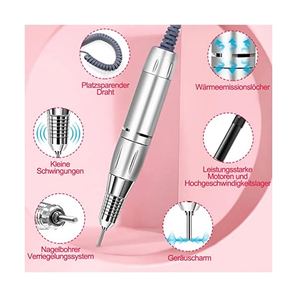 Nagelfeile Elektrisch für gelnägel,NAILGIRLS 11 in 1 Nagel Fräsmaschine,35000 U/Min Nail Drill Nagelfräser Set,Maniküre… – Bild 4