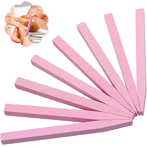 Mudder 8 Pcs Stone Nail File Pumice Stick for Nail Buffing Tool,Pink