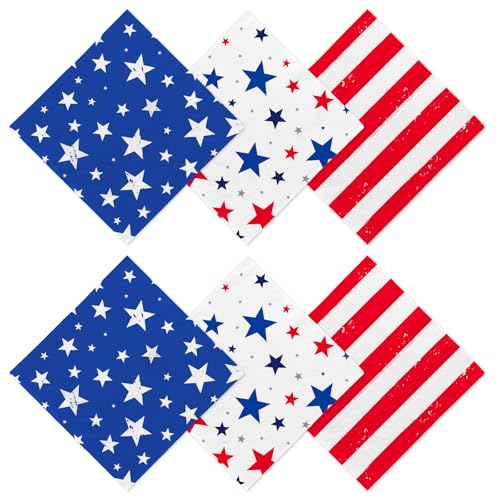 4th of July Party Supplies Set - American Flag Patriotic Theme Kit for Independence & Election Day Decorations Disposable Paper Napkins for Patriotic & 4th of July Party Decorations48 Pack