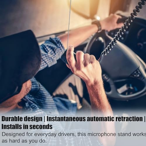 CB Microphone Retractable Holder, CB Mic Holder Radio Microphone Hanger with 80cm/31.5in Wire Tether Accessories for Truck Drivers - Image 5