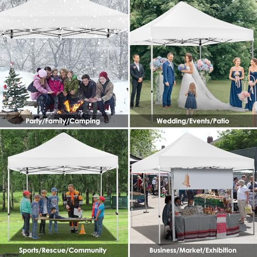 Image of COBIZI 10x15 Heavy Duty Pop Up Canopy Tent with 4 Sidewalls, Cream