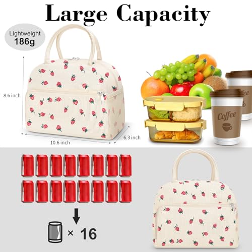 image for Coobiiya Lunch Bag for Women Men, Cute Corduroy Lunch Tote Bags Insula