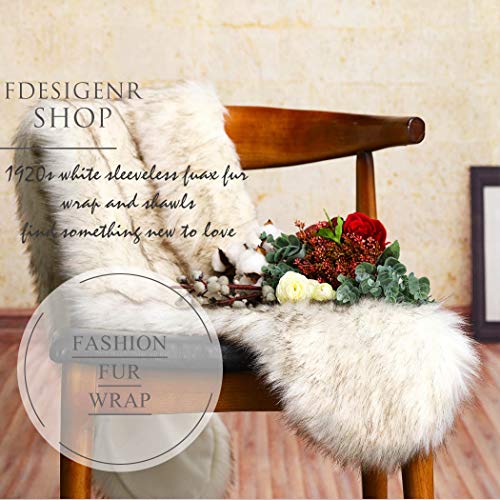 Women's 1920s Faux Fur Wrap Bride Sleeveless Fur Shawls Wedding Faux Rabbit Stole Shrug Bolero for Women and Girls2