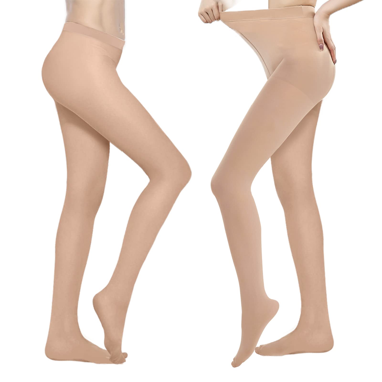 2 medias de compresión para mujer, 20-30 mmHg, manguera de compresión gradiente, ayuda a aliviar la hinchazón, el edema varicosa, las venas cerradas, manguera de apoyo firme (beige, talla L)