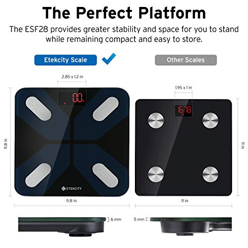 Image of Etekcity Scale for Body Weight, Smart Digital Bathroom Weighing Scales with Body Fat and Water Weight for People, Bluetooth BMI Electronic Body Analyzer Machine, 400lb