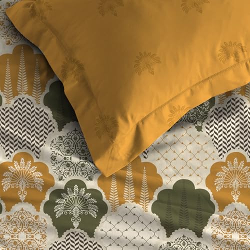 Image of MYTRIDENT Celebration Bedsheet Gifting Collection Double Size - Mehfil Mustard