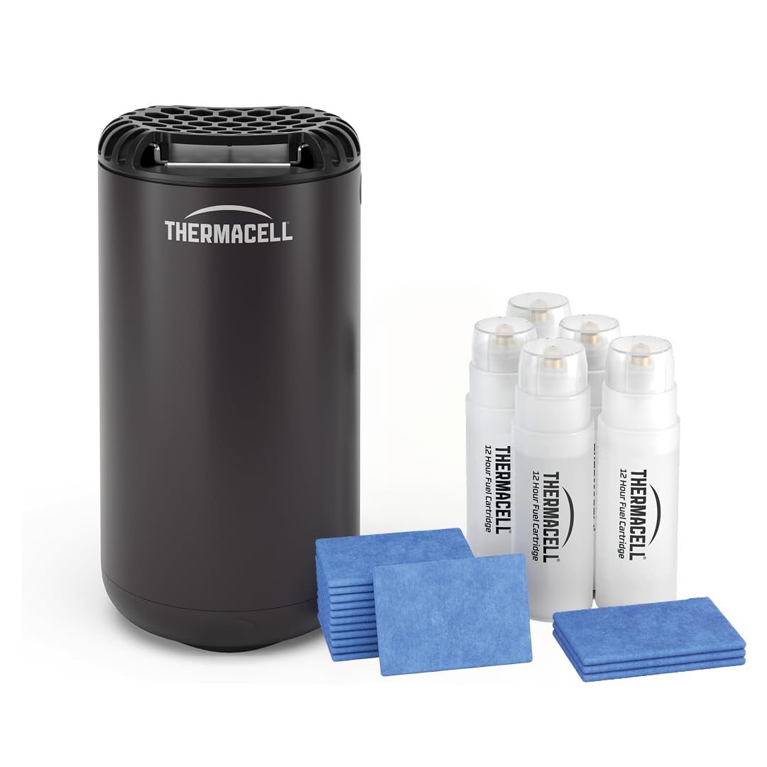 Thermacell Difusor Antimosquitos para Exteriores Negro con Recambios – Protección 20 m², 60 Horas, Sin DEET