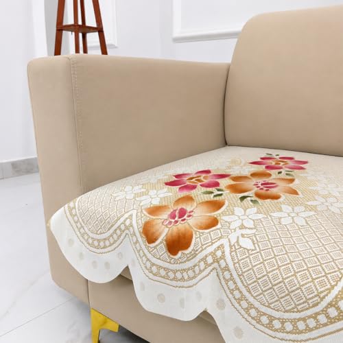 Image of Homerz Premium 'Surya Series' Sofa Cover | Stylish Sofa Protector | Net Fabric | Anti-Stain & Washable Slip Cover Exact Size Antislip (Exclusive Yellow, 1 Seater, Only Seat Cover)